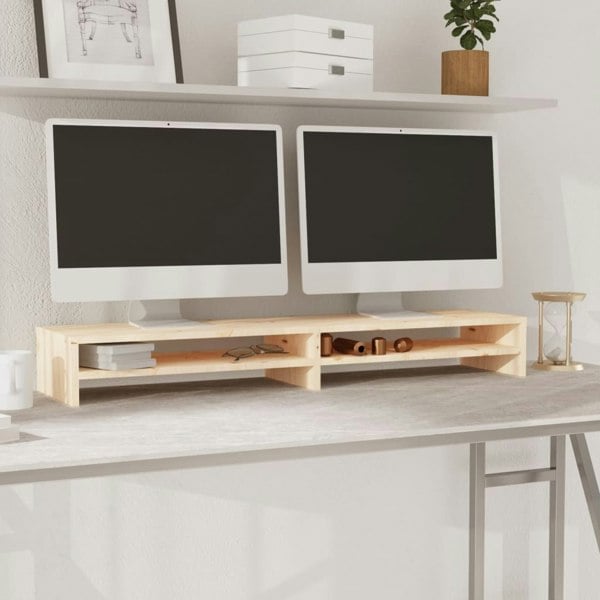 Berkfield Monitor Stand 100x24x13 cm Solid Wood Pine