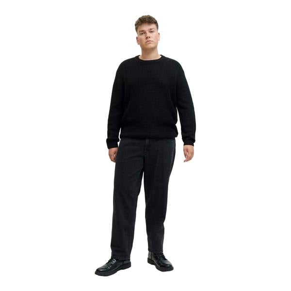 Jack And Jones Mens Textured Long-Sleeved Jumper - Black - 