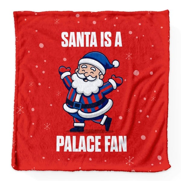 BritishmadeGifts Santa is a Palace Football Fan - Luxury Fleece Blanket 150cm X 150cm
