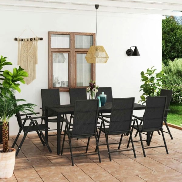 Berkfield 9 Piece Garden Dining Set Black
