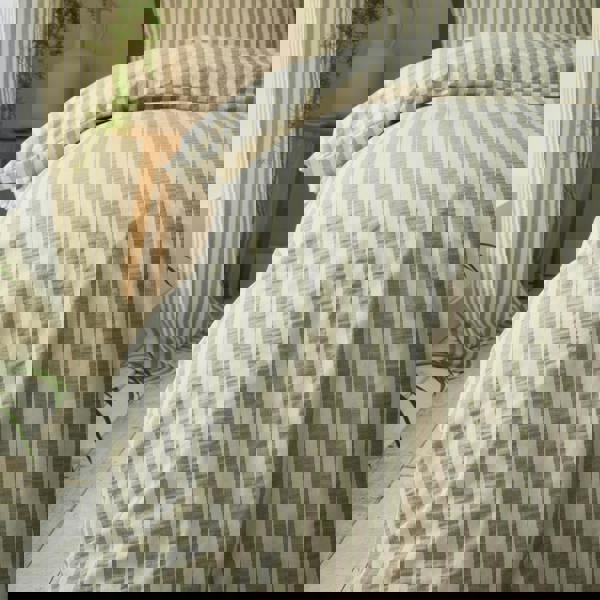 Pineapple Elephant Cotton Rich Woven Stripe Duvet Cover Set Green