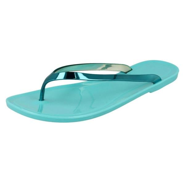 Spot On Ladies Spot On Flat Metallic Toe Post Jelly Sandals