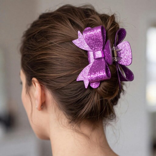Gold Trip Purple Bow Claw Clip