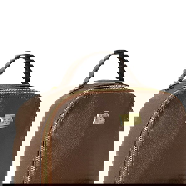 Assots London 'ANGEL' Tan Pebble Grain Real Leather Zip-top Backpack