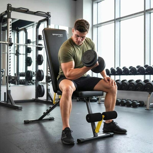 Adjustable Weight Bench, 300kg Incline Decline Flat Foldable Bench Press with 7 Backrest Positions and Resistance Bands - Yellow