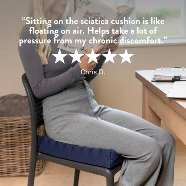 Sciatica Cushion for office, dining, sofa and car seats. Relieves pressure when sitting. Handmade in the UK. 