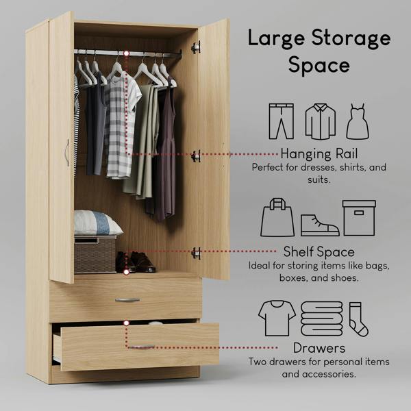 Vida Designs Riano 2 Door 2 Drawer Wardrobe