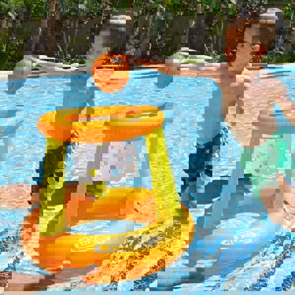 Pool Volleyball Game Set & Floating Hoop Game -Water Sports Fun for All Ages
