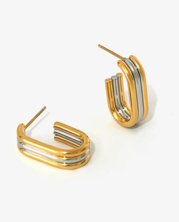 Elk & Bloom Chunky Two-Tone Gold Ringed Hoops