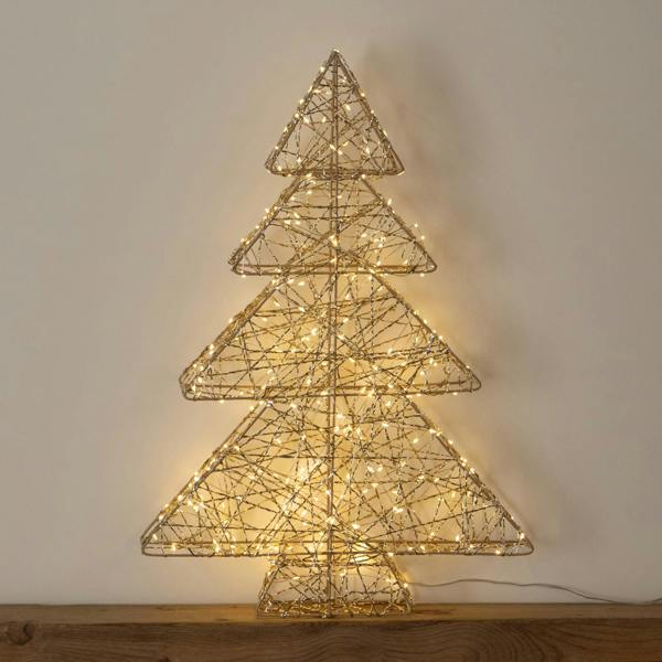 Samuel Alexander 60cm Gold Light Up Christmas Tree with 300 Warm White LEDs & Timer