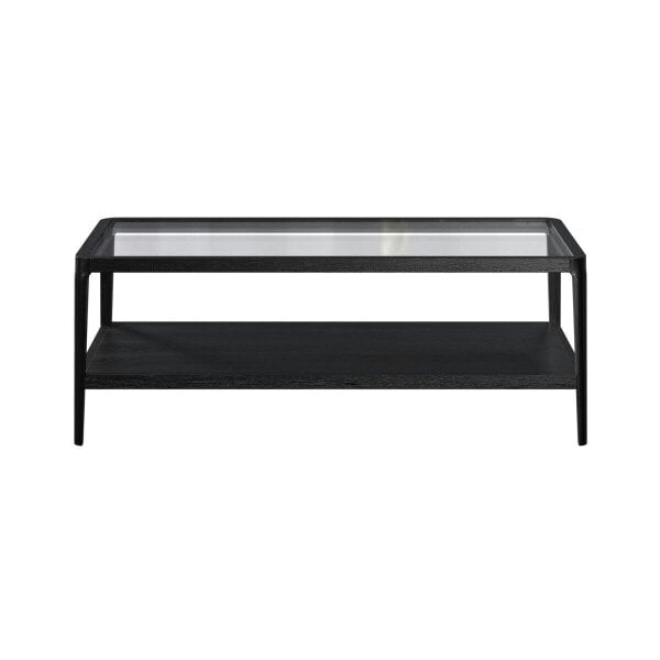 Wyld Haus Florianopolis Black Wood and Glass Top Coffee Table