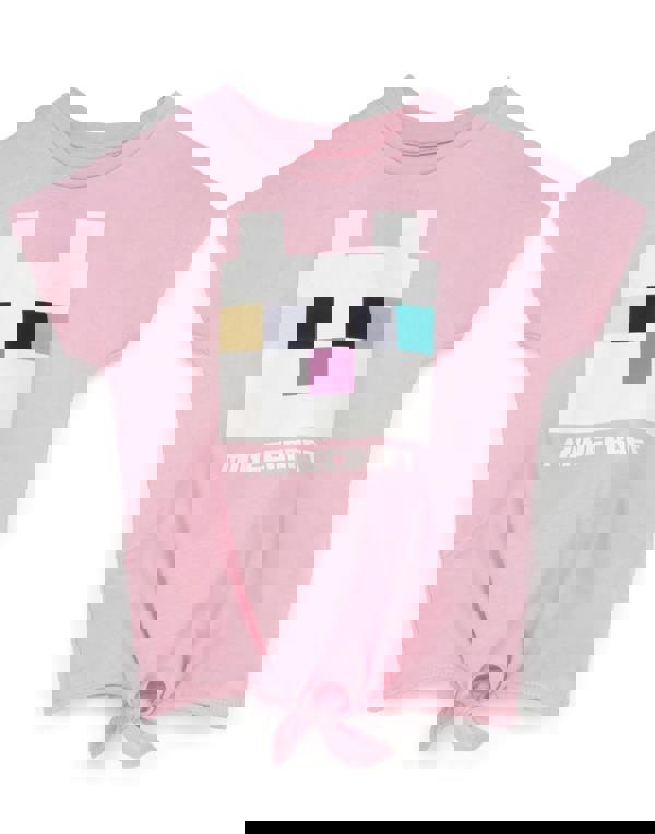 Minecraft Girls Pink Kitty Cat Short Sleeved T-Shirt