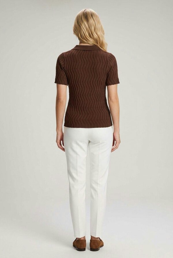 Izabel London Chevron Texture Short Sleeve Knit Shirt