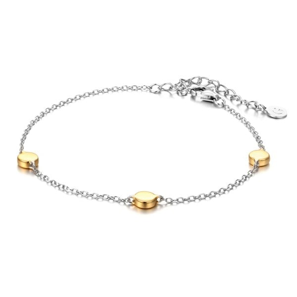 Gold Trip Two Tone Gold Disc Charm Bracelet
