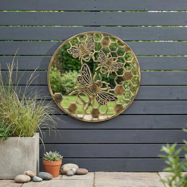 Garden Greatness Large Honeycomb Bee Garden Mirror