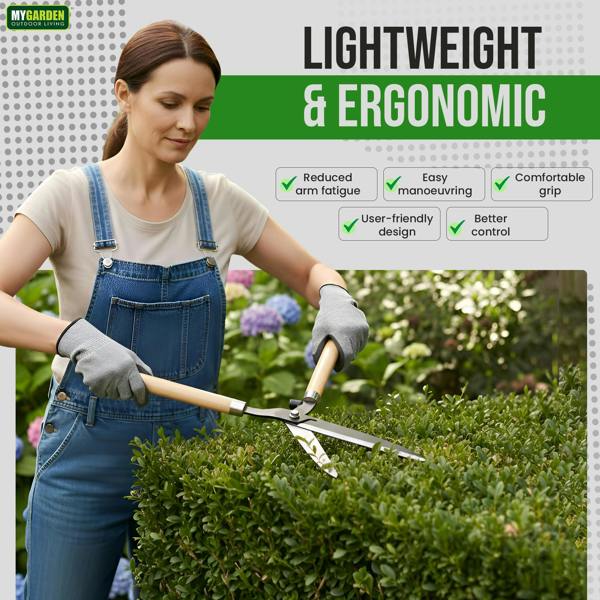 My Garden Outdoor Living My Garden Wooden Handle Hedge Shears 50 cm - Shear for Gardening with Hardened Carbon Steel Blade 3mm - Lightweight Durable