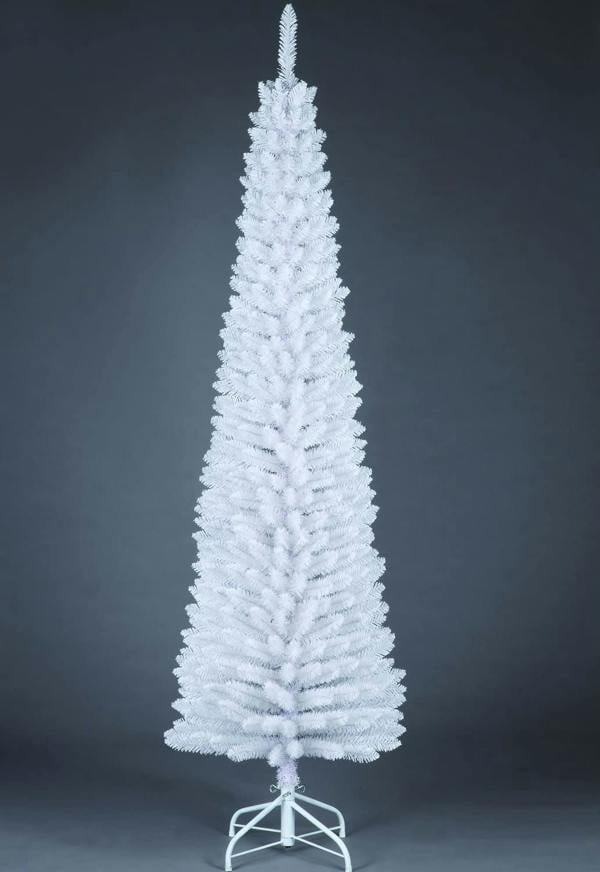 4ft to 8ft White Artificial Flocked Slim Pencil Christmas Tree with Metal Stand image 1