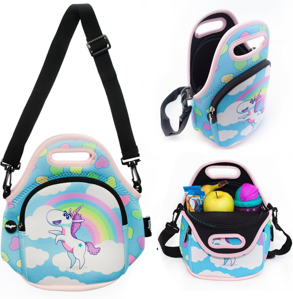 Fringoo Kids Thermal Insulated Cooler Lunch Bag with Zipped Pocket & Shoulder Strap for School or Nursery