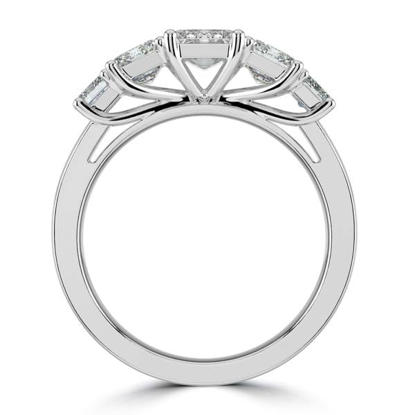 Sarah Layton Platinum Five Stone Emerald Cut Laboratory Grown Diamond Ring, 3.30ct