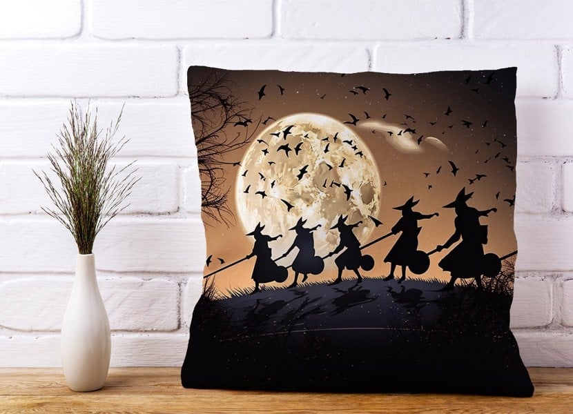 Warren Reed A Group Of Witches Riding Broomsticks Cushions