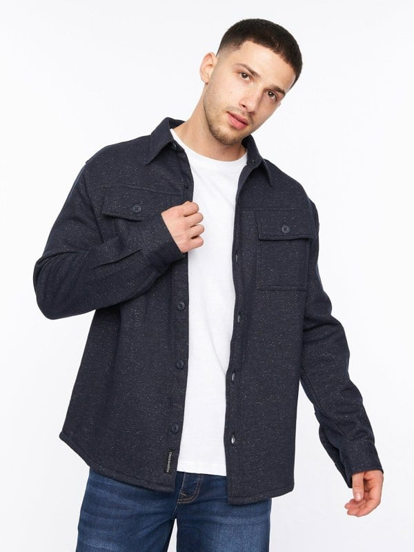 Crosshatch Dakari Fleece Overshirt Navy