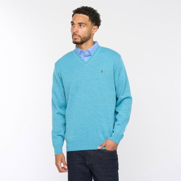 Gabicci G54K01 Mens Plain Vee Kneck Knit Gabicci Classic - AQUA