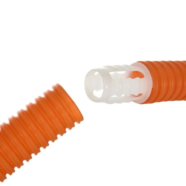Orange ribbed ground stakes with white plastic connector pieces