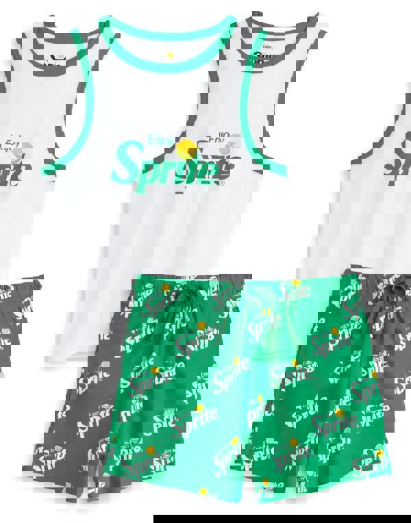 Coca Cola Womens Green Enjoy Sprite Vest and Shorts Pyjama Set