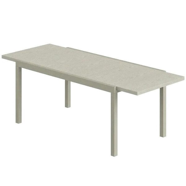 Extending Garden Table, Aluminium Outdoor Dining Table for 8-10 with Wood-Like Grained Surface, Light Grey Wood Effect