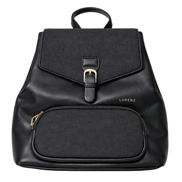Lorenz Lightweight Woven Look Flapover Rucksack with Drawstring Closure