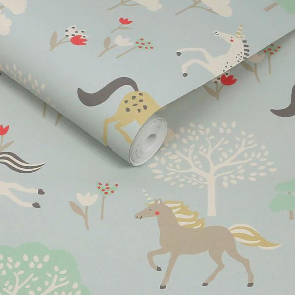 Sophie Allport Forest Ponies Witham Blue Wallpaper