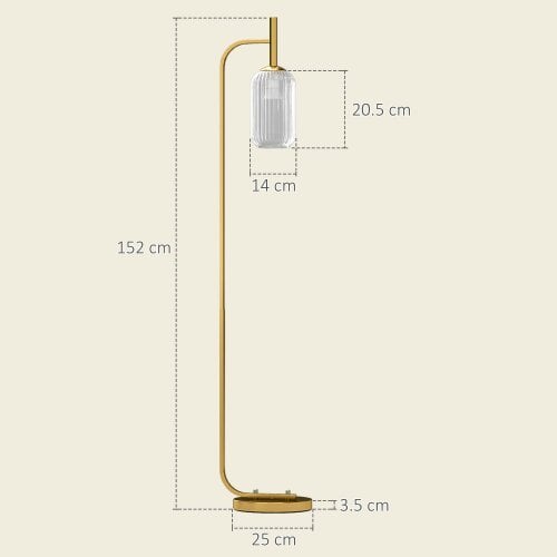 Wyld Haus Zizi Metal Gold Tone LED Floor Lamp With Glass Shade And Adjustable Brightness