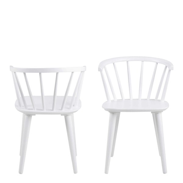 Wyld Haus Set of 2 White Wooden Dining Chairs Modern Slatted Back