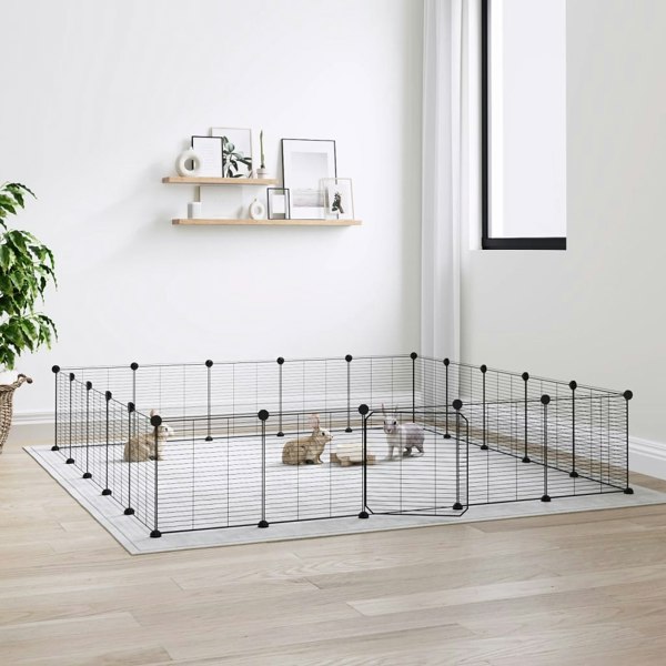 Berkfield 20-Panel Pet Cage with Door Black 35x35 cm Steel