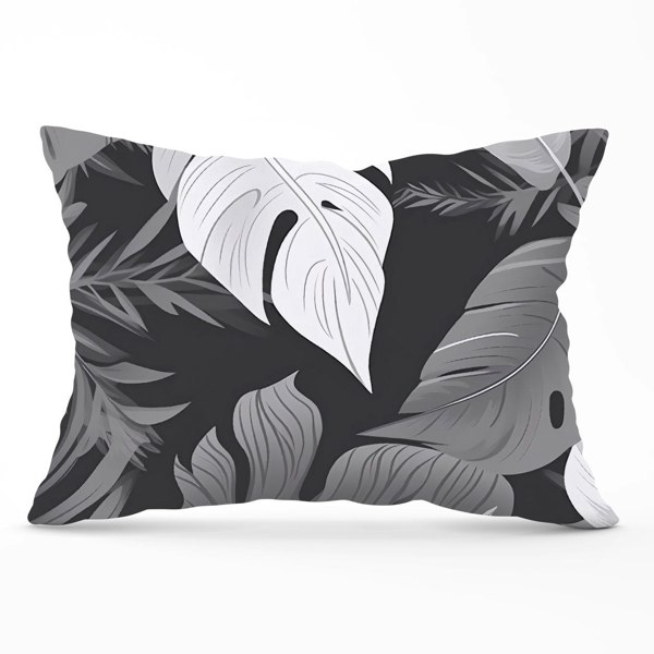 Warren Reed Black White Tropical Leaves Cushions