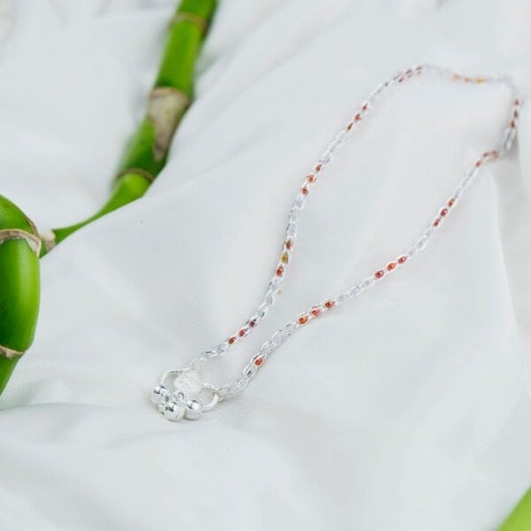 The Colourful Aura Orange Silver Chain Summer Minimalistic Indie Boho Silver Indian Payal