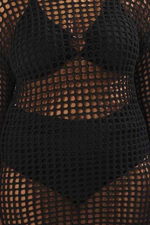 WOVCOR Boat Neck Mini Knit Beach Dress
