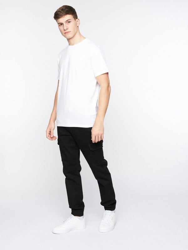 Crosshatch Malimore Cargo Cuff Jeans Solid Black