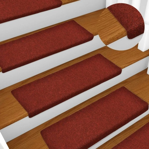 Berkfield Stair Mats 15 pcs Needle Punch 65x21x4 cm Red