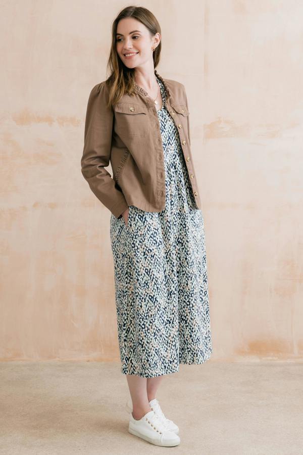 Lily & Me Shine Printed Organic Cotton Jersey Dress Navy
