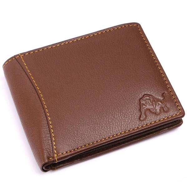 WILDBUFF Mens Brown Over Flap Leather Wallet Timeless Everyday Wallet, Gift Ready