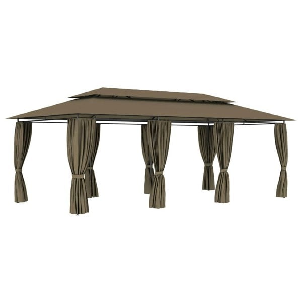 Berkfield Gazebo with Curtains 600x298x270 cm Taupe 180 g/ma_