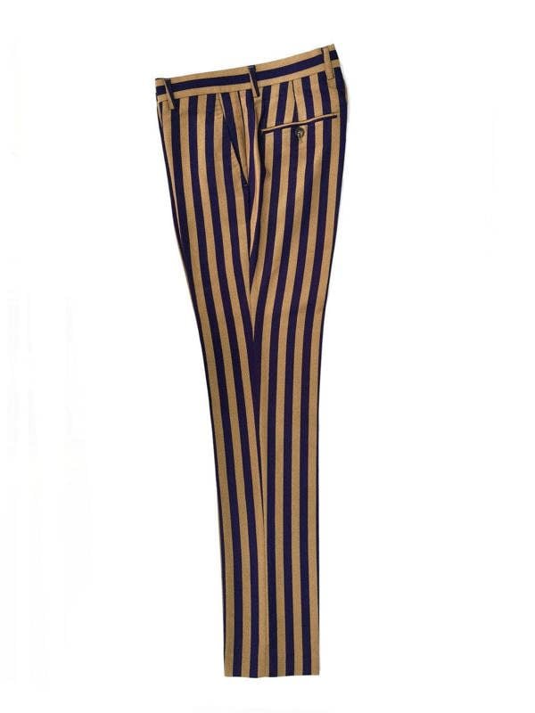 Navy Gold Bold Stripe Trousers