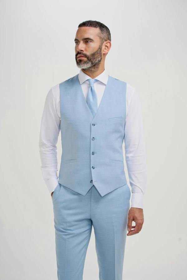 House of Cavani Malibu - Men's Sky Blue Textured 3 Piece Suit