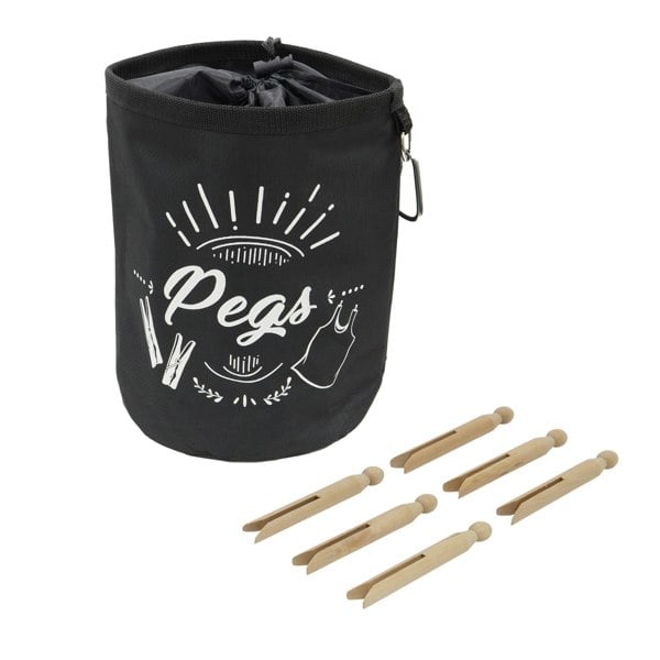 JVL Large Peg Bag with 216 Wooden Dolly Pegs, Brown