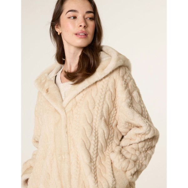 Blue Vanilla Long Faux Fur Cardigan