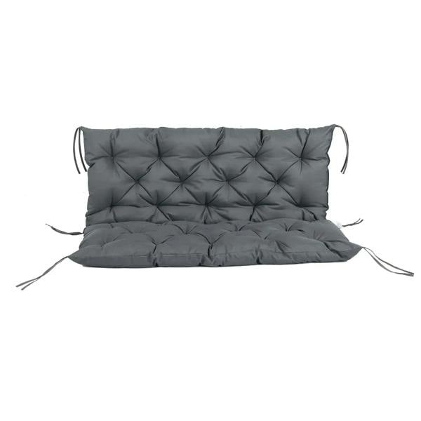 Dark grey two-seat swing chair cushion set with backrest and tie cords
