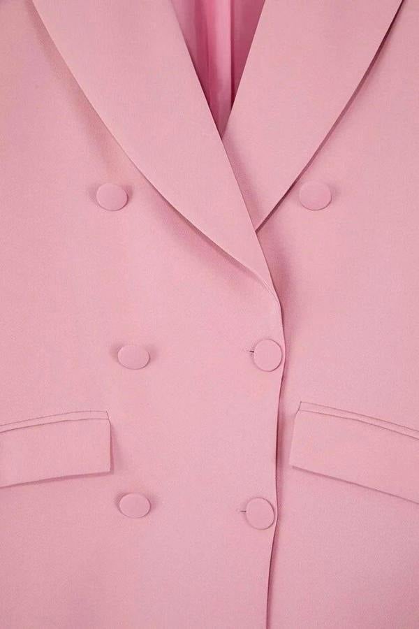 WOVCOR Double Closure Woven Blazer Plus Size Jacket