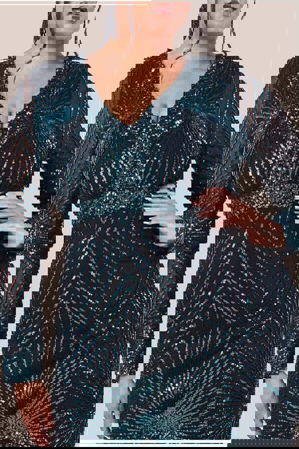 Scalloped Hem Starburst Midi Dress - Emerald DR2617P