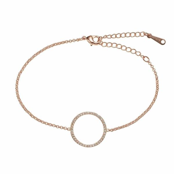 Rose Gold Circle Bracelet with Cubic Zirconia - namana.london
